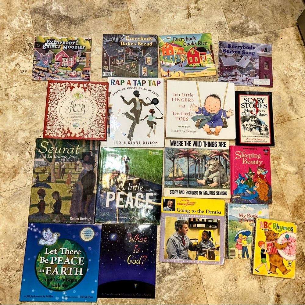 17pc Vintage Picture Book Mr. Rogers 70s 80s 90s Art Soc Stds Disney Religion
